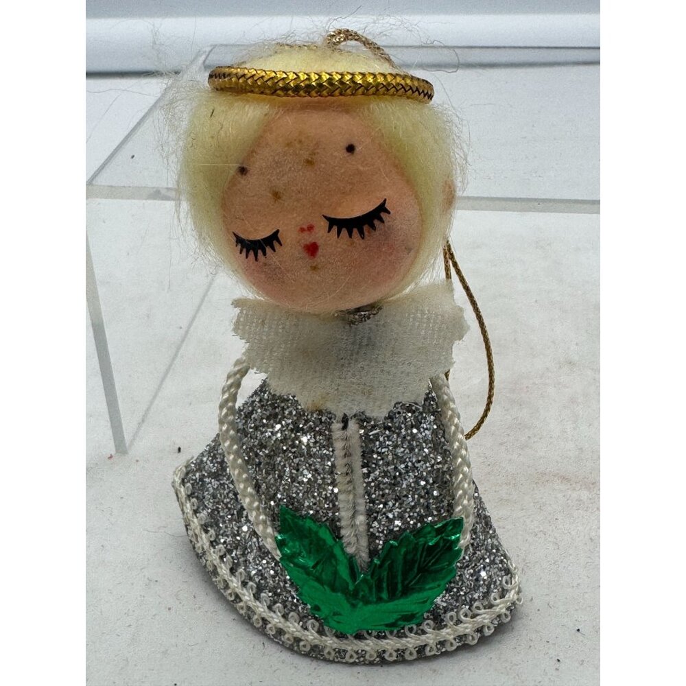 Vintage Miniature Felt Angel Christmas Ornament or Mini Tree Topper